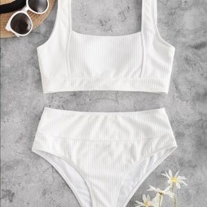 White Ribbed Bikini from Zaful